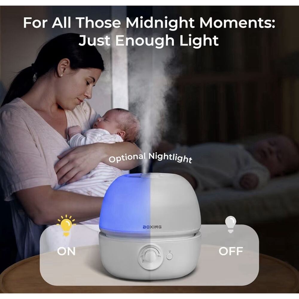 BOXING 3L Top Fill Cool Mist Humidifier Quiet Aromatherapy Night Light BPA Free - Picture 5 of 8